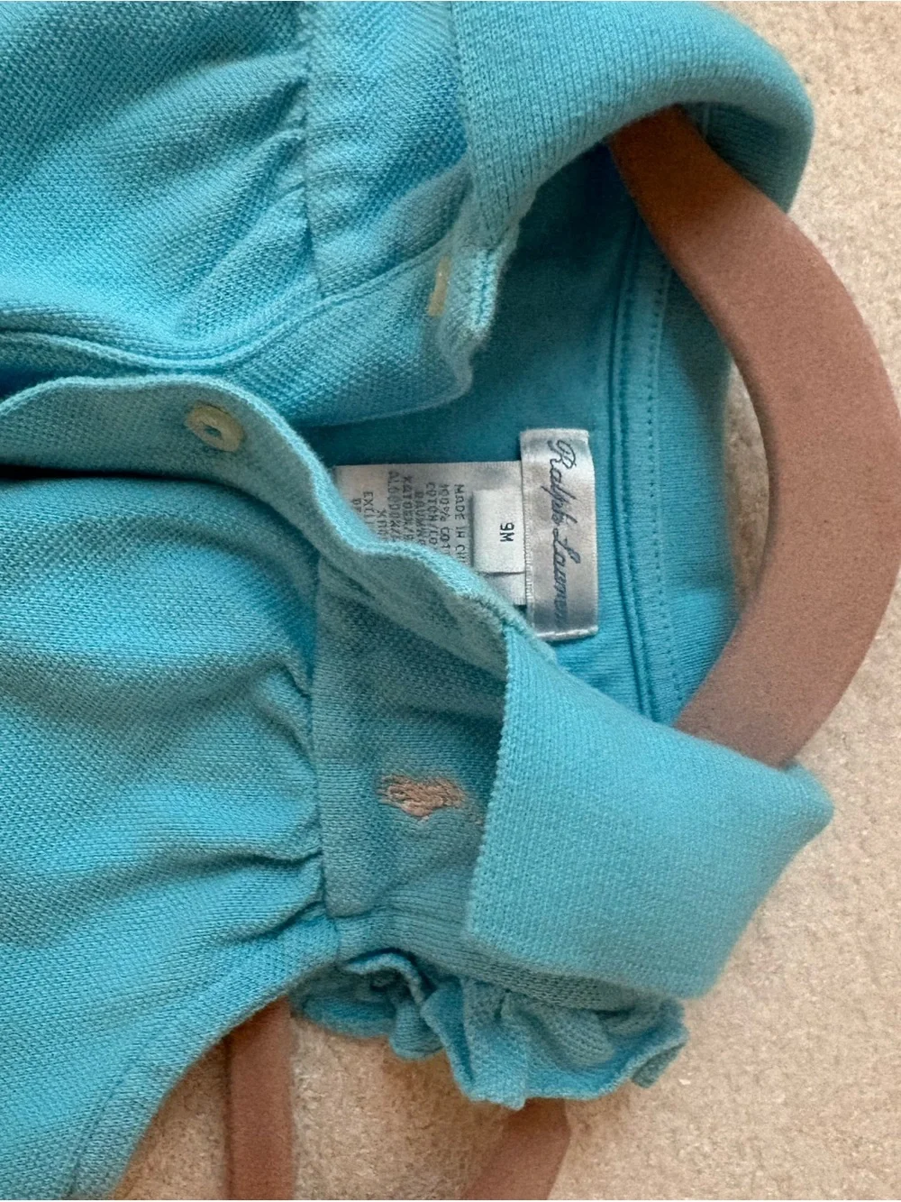 Ralph Lauren Girls' Ruffled Polo Top - Turquoise